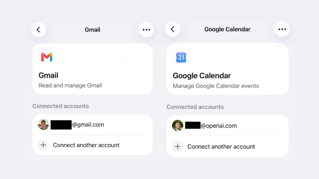 ChatGPT agora suporta múltiplas contas do Gmail e Google Agenda