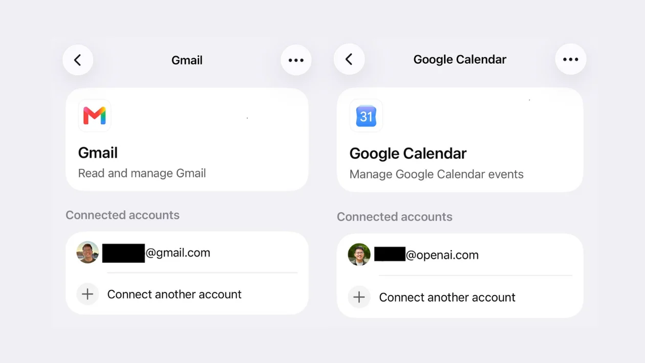 ChatGPT agora suporta múltiplas contas do Gmail e Google Agenda